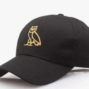 Black OVO Baseball Cap with Gold Owl Embroidery